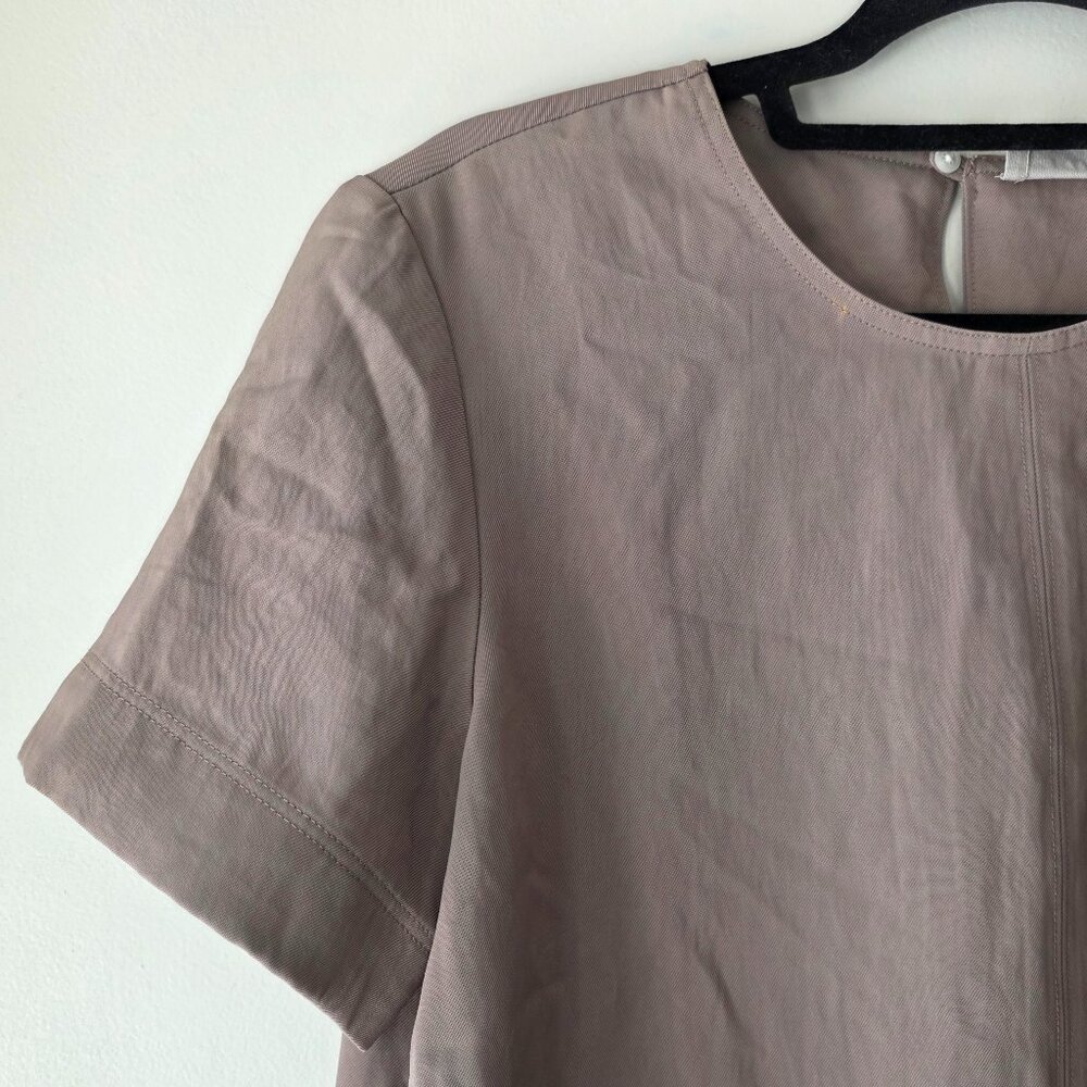 EVERLANE Drapey T-Shirt Blouse | Size 6 | Dark Taupe / Clay Short Sleeves - Picture 2 of 8